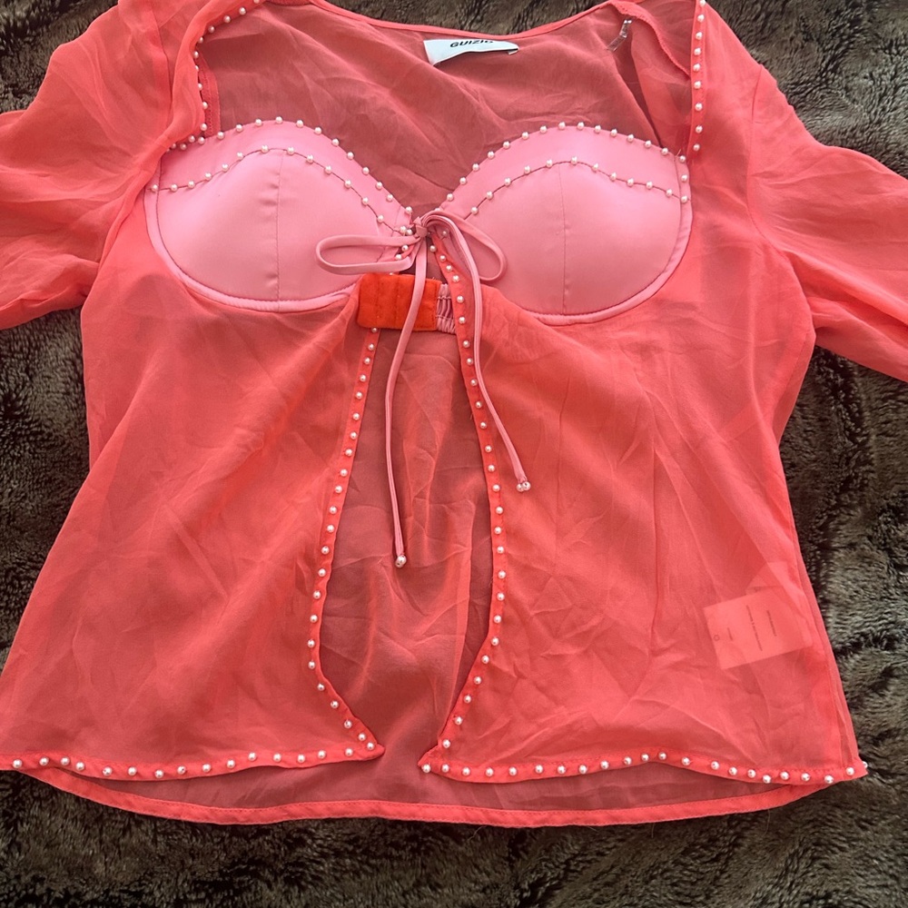 Danielle Guizio Coral top